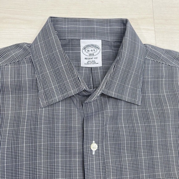 BROOKS BROTHERS Regent Non Iron Gray Plaid Dress Shirt 16-4/5 All Cotton - Picture 2 of 10